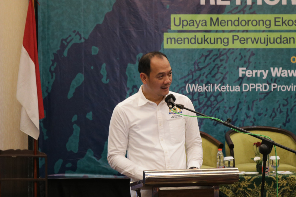 Harry Nuryanto Soediro, Ketua Umum Kadin Jawa Tengah, dalam diskusi yang digelar di Kota semarang pada Kamis (15/6/2023)./Bisnis-Muhammad Faisal Nur Ikhsan.