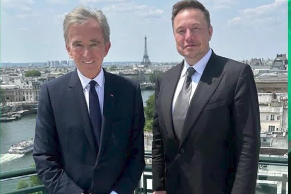  Kala Dua Orang Terkaya di Dunia Elon Musk dan Bernard Arnault Makan Siang Bareng di Paris