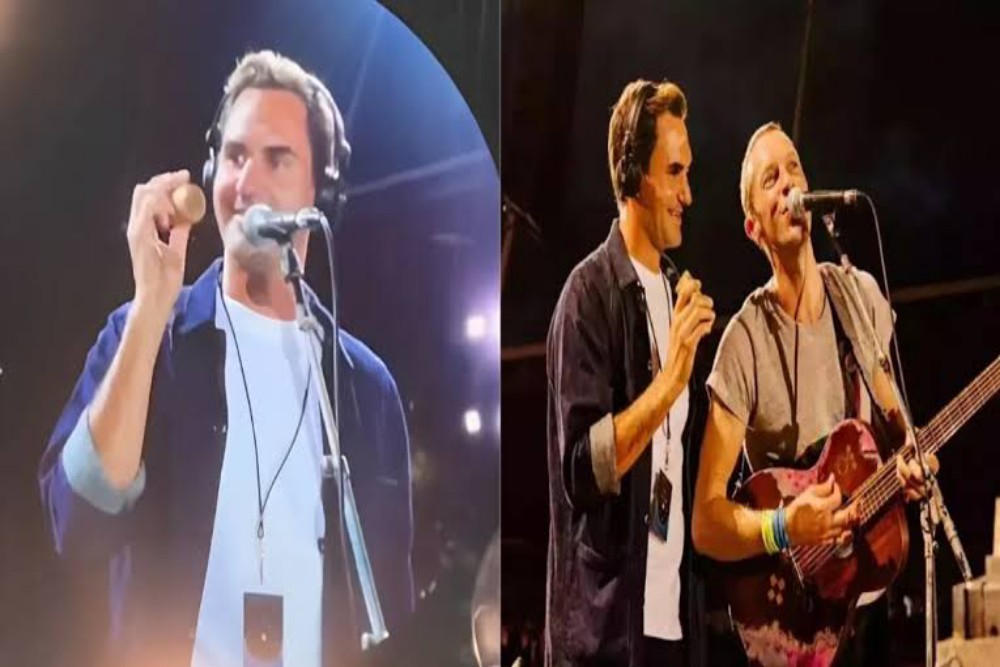  Kejutan! Roger Federer Nyanyi Bareng Chris Martin di Konser Coldplay