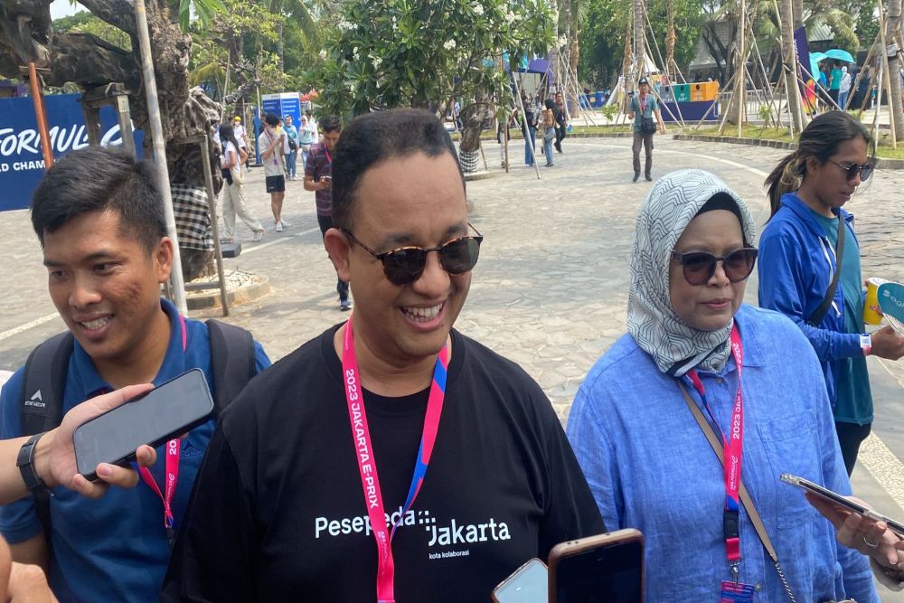 Bakal calon Presiden (capres) dari Koalisi Perubahan untuk Persatuan (KPP) Anies Baswedan datang ke Ancol untuk menonton Formula E Jakarta 2023, sabtu (3/6/2023). JIBI/Bisnis- Nabil syarifudi Alfaruq