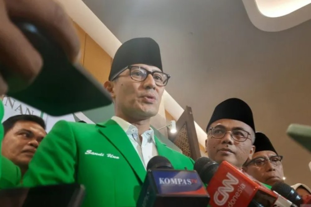 Menteri Pariwisata dan Ekonomi Kreatif Sandiaga Salahuddin Uno usai Rapat Pimpinan Nasional (Rapimnas) VI PPP VI di Hotel Sultan, Jakarta, Sabtu (17/6/2023)./Antara