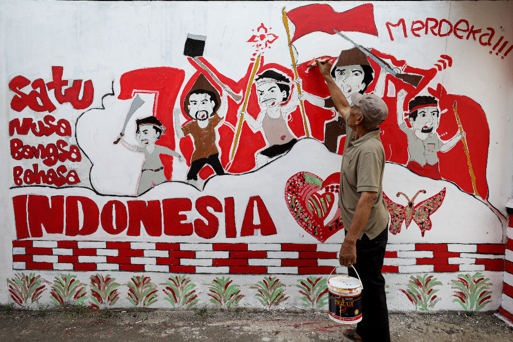  Sambut Kemerdekaan, Warga di Jakarta Membuat Mural di Jalanan