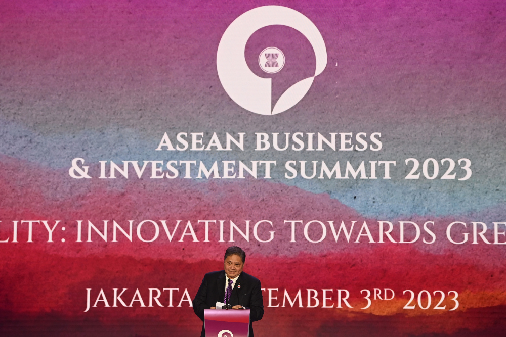 Menteri Koordinator Bidang Perekonomian Airlangga Hartarto dalam Asean Business and Investment Summit (ABIS) 2023 di Hotel Sultan, Jakarta, Minggu (3/9/2023). - Dok. Asean Summit 2023