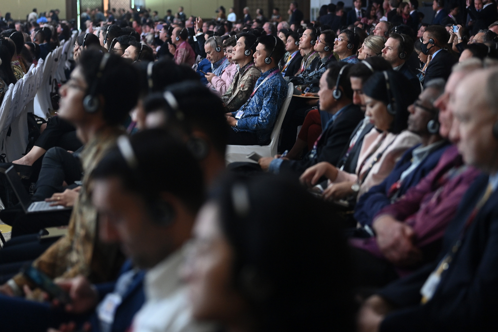 Deretan peserta yang menyimak diskusi panel Asean Business and Investment Summit (ABIS) 2023 di Hotel Sultan, Jakarta, Minggu (3/9/2023). - Dok. Asean Summit 2023