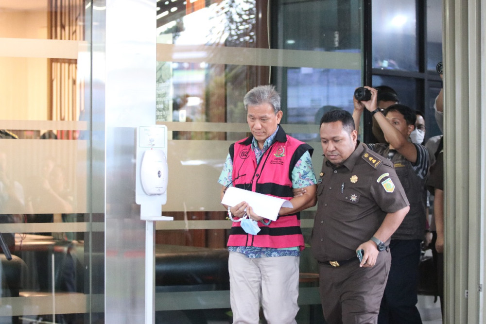 Dirut PT Sansaine Exindo Jemy Sutjiawan ditahan Kejaksaan Agung (Kejagung) Senin (11/9/2023) - Dok.Kejagung