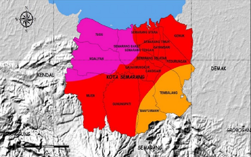 Peta sebaran hujan di Kota Semarang Jawa Tengah pada 6-7 Februari 2021./www.bmkg.go.id