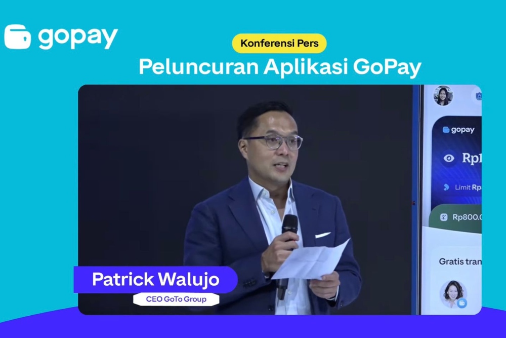 CEO GOTO Group, Patrick Walujo dalam acara peluncuran aplikasi Gopay di Jakarta, Rabu (26/7/2023) - Youtube Gopay.