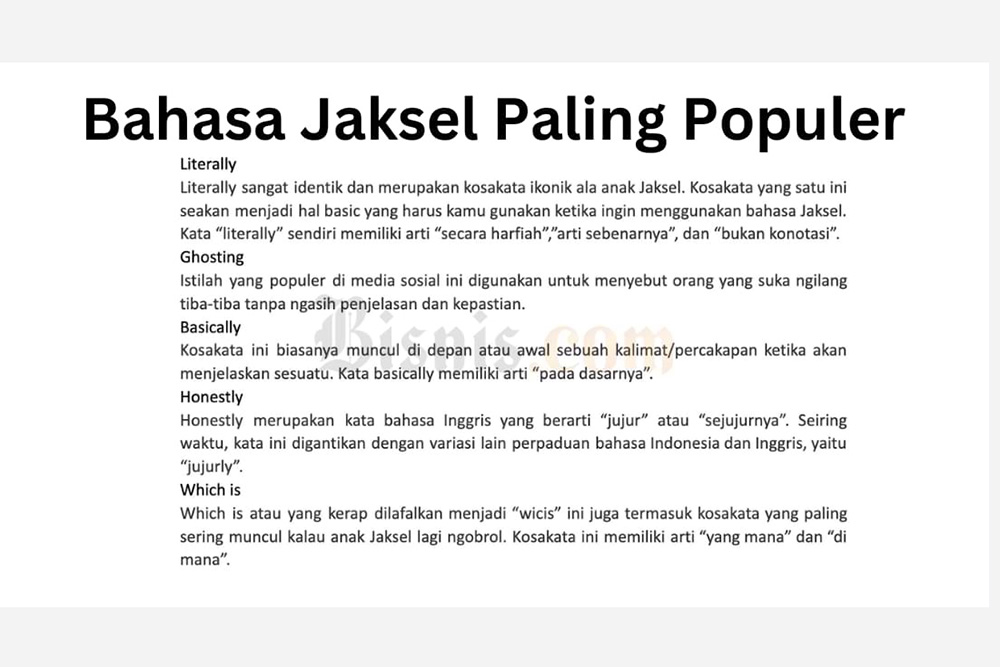 Berikut kumpulan bahasa Jaksel populer./Bisnis.com