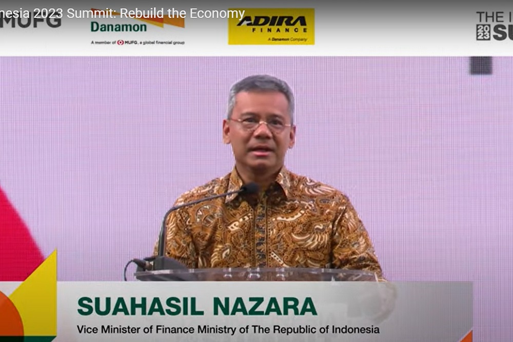 Tangkapan layar Wamenkeu Suahasil Nazara dalam acara The Indonesia 2023 Summit: Rebuild the Economy di Jakarta, Kamis (27/10/2022)./Dok. Youtube Bank Danamon