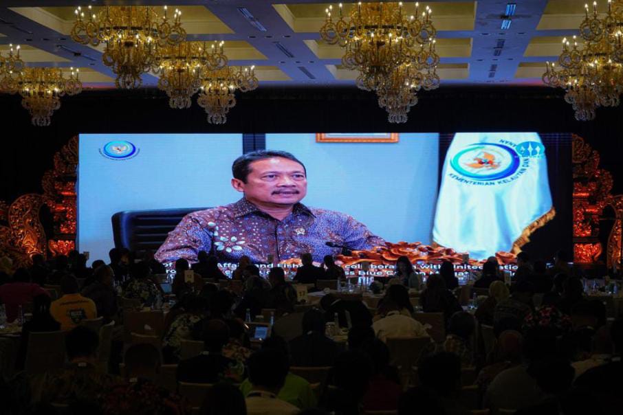 Menteri Kelautan dan Perikanan, Sakti Wahyu Trenggono, saat Archipelagic and Island States Blue Economy High-Level Dialogue di Bali Senin (9/10/2023). Indonesia di KTT AIS Forum 2023 akan menegaskan komitmennya dalam mengimplementasikan blue economy dalam tata kelola ruang laut.