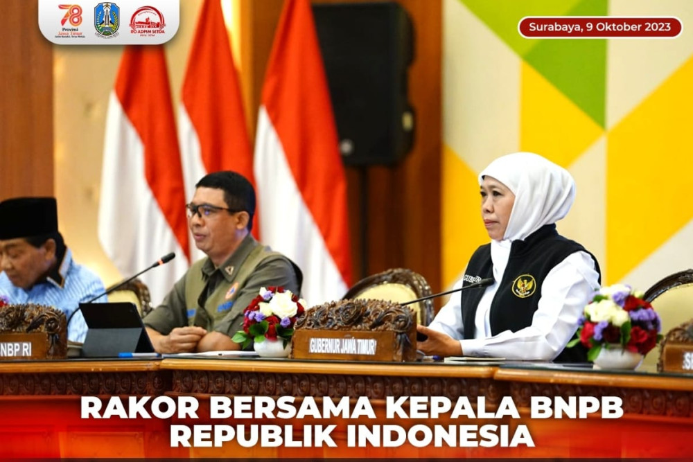 Foto: Rakor Bersama BNPB, Gubernur Khofifah Tekankan Pentingnya Mitigasi