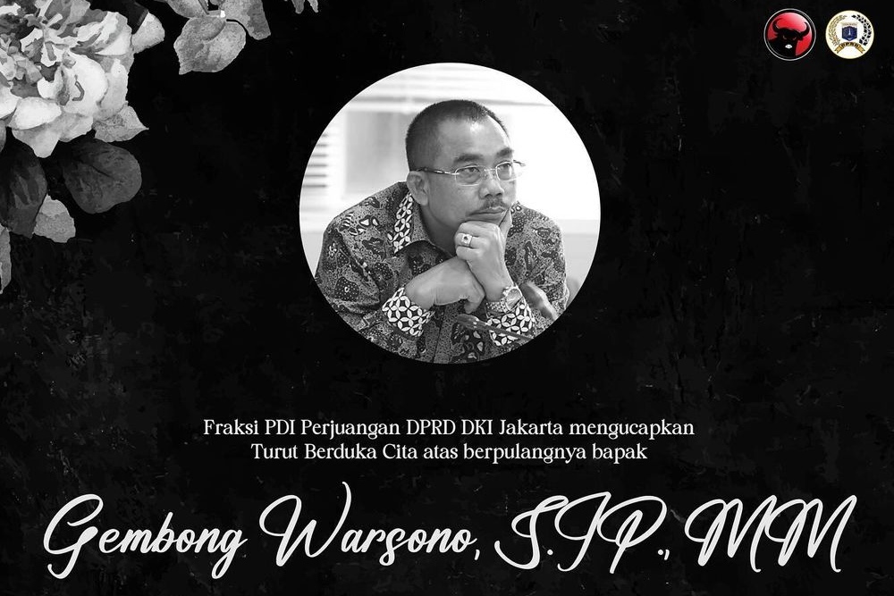  Ketua Fraksi PDIP DPRD DKI Jakarta Gembong Warsono Meninggal Dunia