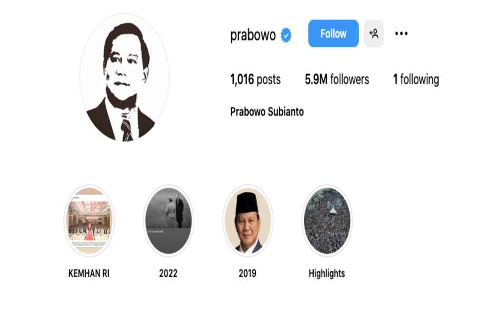  Bukan Titiek Soeharto, Ini Satu-satunya Akun Instagram yang Difollow Prabowo Subianto