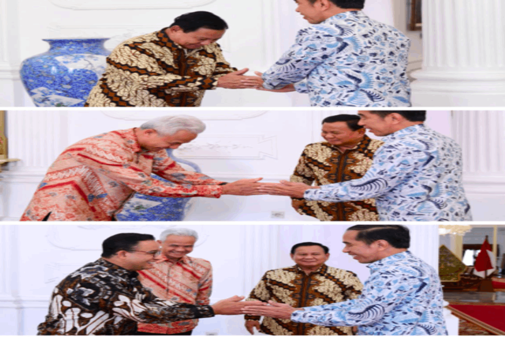  Prabowo, Ganjar, dan Anies Salaman dengan Jokowi, Cuma Gestur Anies yang Viral