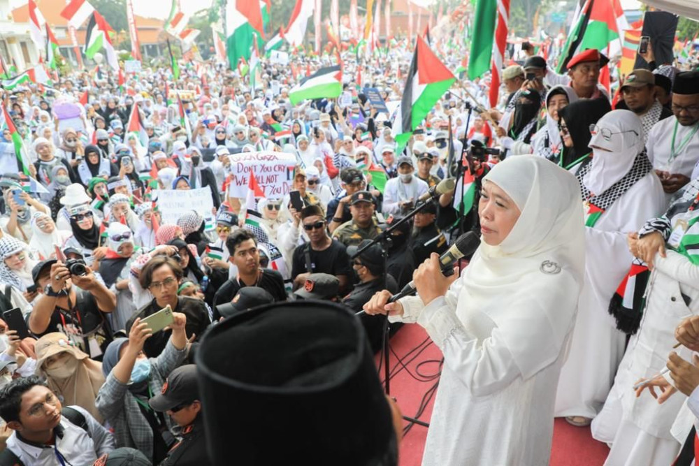  Gubernur Khofifah Ajak Beri Dukungan Bela Palestina Lewat Doa dan Donasi