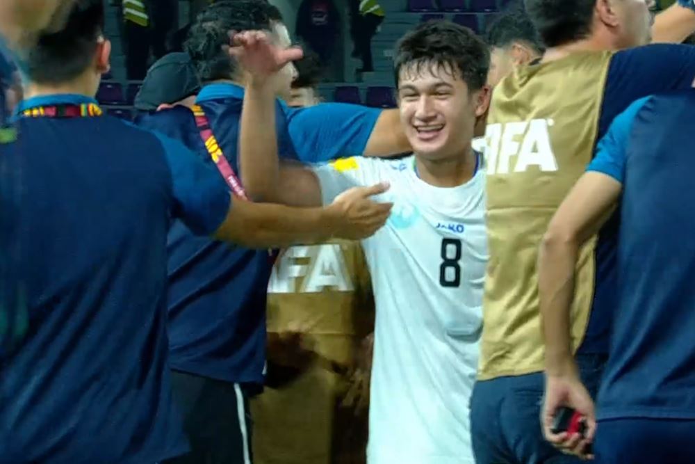 Timnas Uzbekistan merayakan gol ke gawang Kanada dalam pertandingan kedua Grup B Piala Dunia U-17. Hasil Uzbekistan vs Kanada U-17, Serigala Putih Unggul Dua Gol atas Kanada/