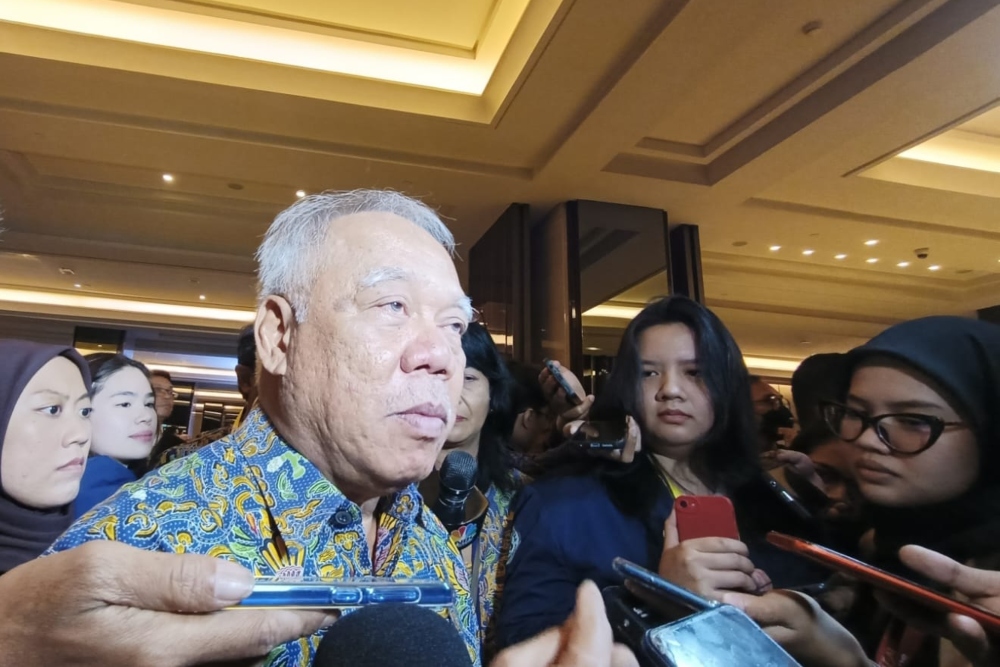 Menteri PUPR Basuki Hadimuljono saat menghadiri Sewindu PSN, di Gedung Kemenko Perekonomian, Jakarta, Rabu (26/7/2023) - BISNIS/Ni Luh Angela