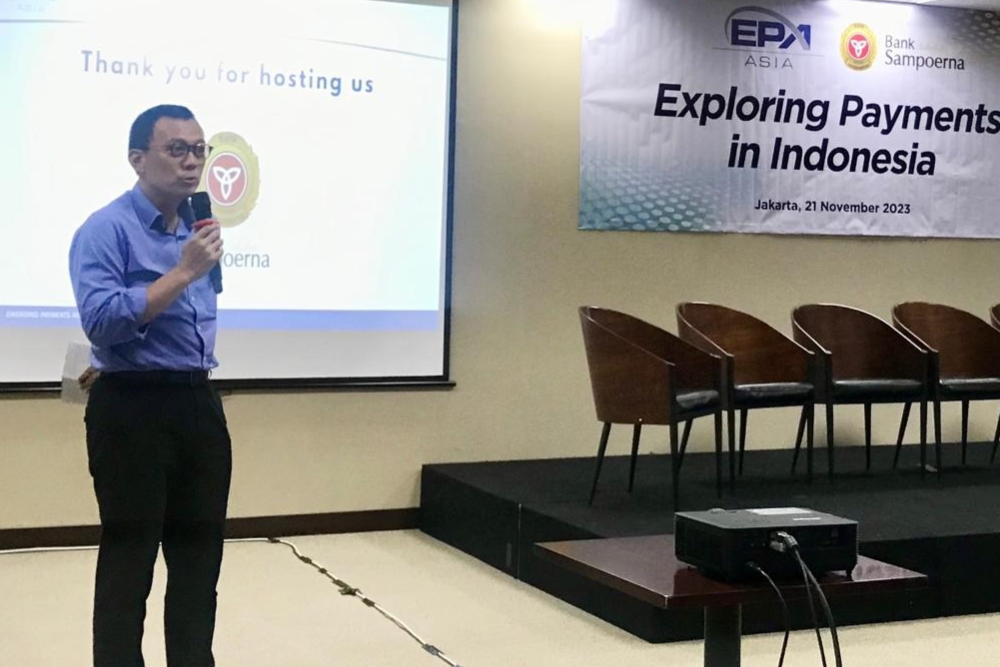 Direktur Information Technology Bank Sahabat Sampoerna Hendra Rahardja dan CEO, Emerging Payments Association Asia (EPAA) dalam acara Exploring Payments in Indonesia: An Industry Outlook/Bisnis-Arlina Laras