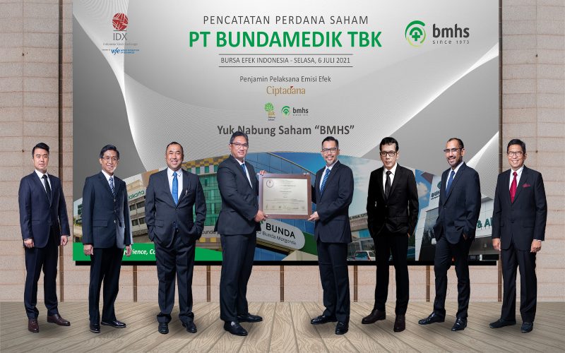 Perseroan yang bergerak di bidang kesehatan PT Bundamedik Tbk. resmi melantai di Bursa Efek Indonesia pada Selasa (6/7/2021) melalui aksi penawaran umum perdana saham atau initial public offering (IPO).
