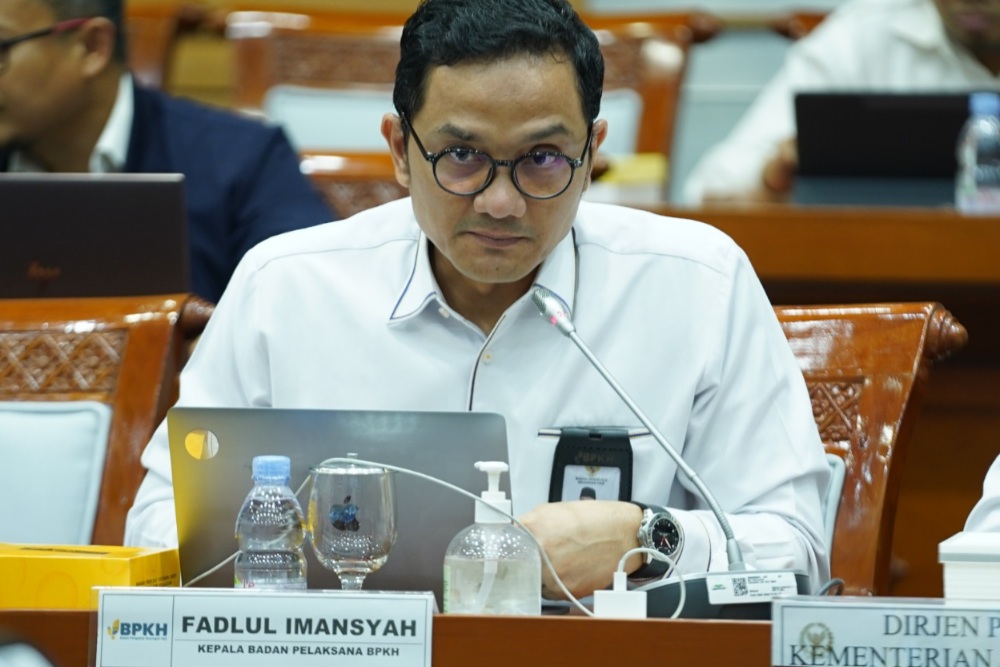 Kepala Badan Pelaksana BPKH Fadlul Imamsyah dalam rapat kerja bersama Komisi VIII DPR RI di Jakarta, Senin (27/11/2023).