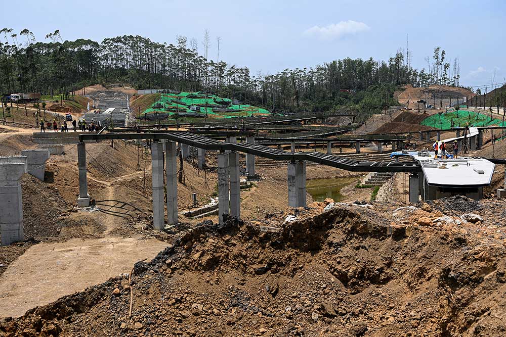 Elite Timnas AMIN Sudirman Said Blak-blakan Soal Proyek IKN. Suasana pembangunan Sumbu Kebangsaan di Ibu Kota Nusantara (IKN), Penajam Paser Utara, Kalimantan Timur, Jumat (22/9/2023). ANTARA FOTO/Sigid Kurniawan