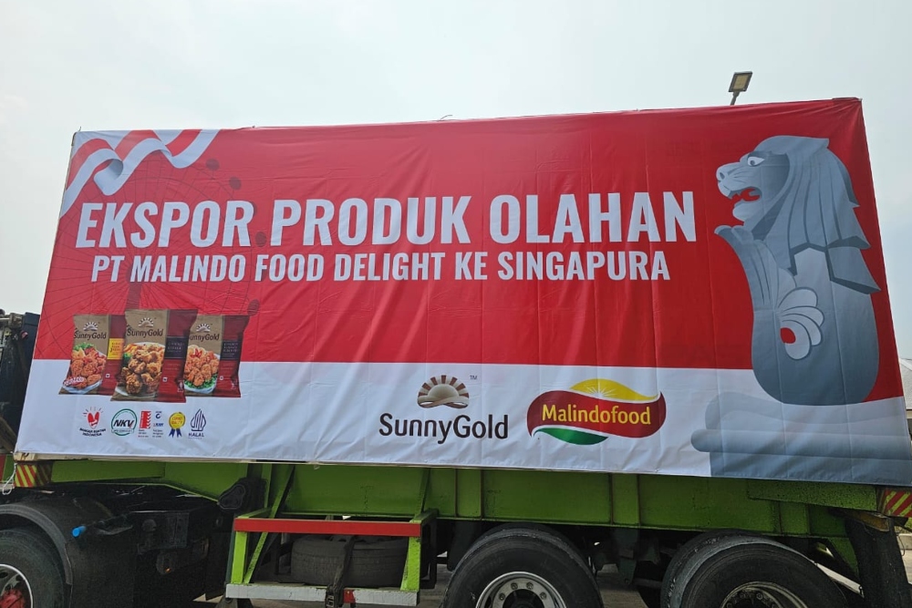 Emiten perunggasan, PT Malindo Feedmill Tbk. (MAIN) merealisasikan ekspor frozen whole chicken atau ayam beku ke Singapura, Jumat (8/12/2023).