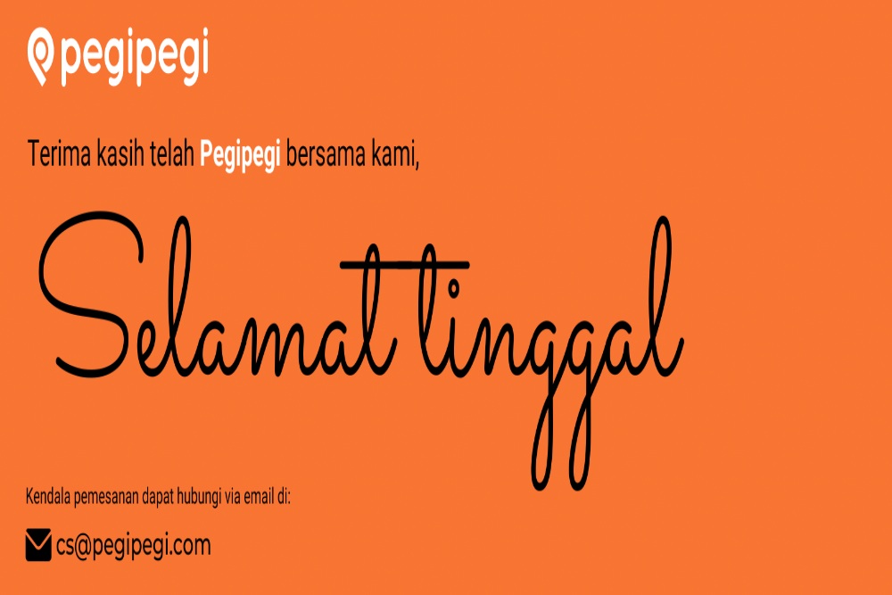 Ucapan perpisahan Pegipegi di laman resmi Pegipegi.com