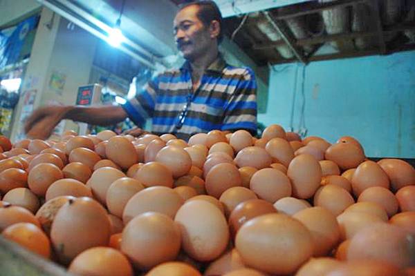 Ilustrasi pedagang telur di pasar tradisional sebagai target penyaluran Kredit Usaha Rakyat (KUR) pada 2024./JIBI-Dedi Gunawan