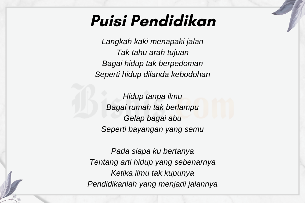 10 Contoh Puisi Pendidikan Singkat yang Menyentuh Hati