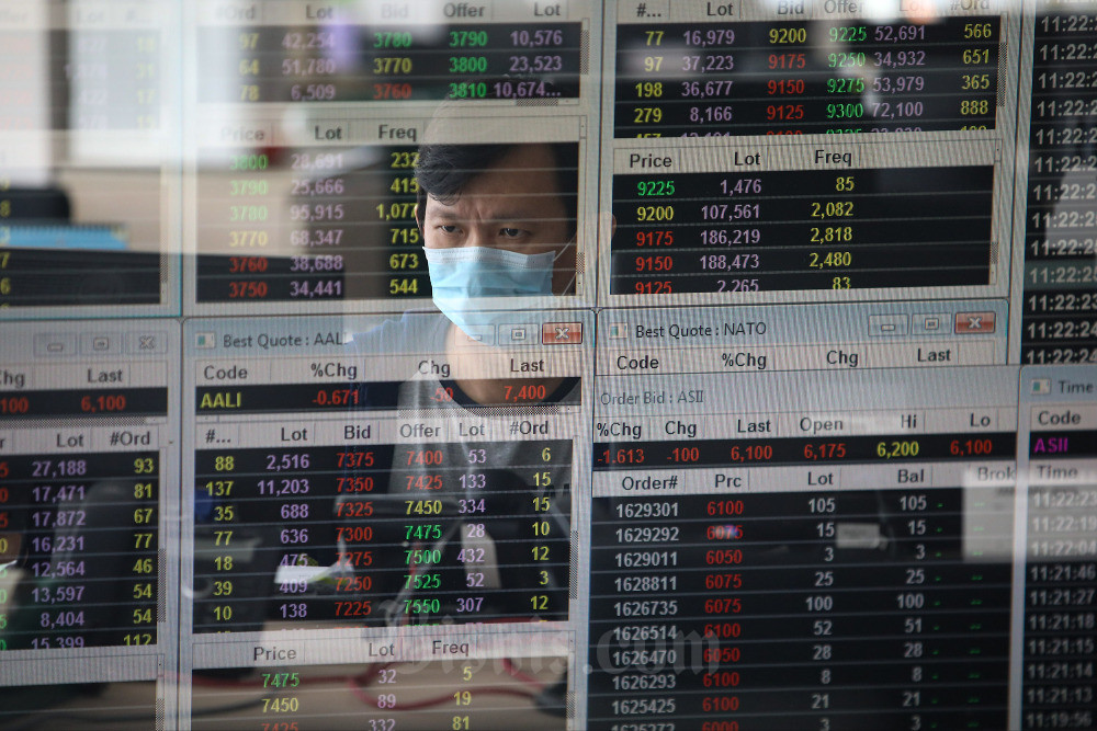 Karyawan memantau pergerakan saham di salah satu perusahaan sekuritas di Jakarta, Rabu (4/10/2023). - Bisnis/Arief Hermawan P