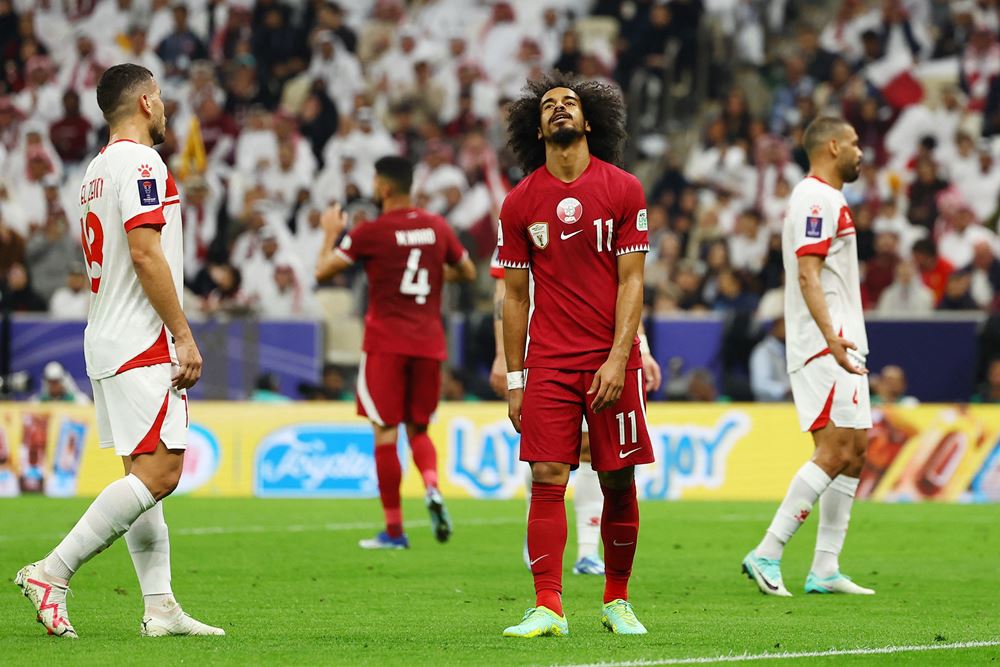 Striker timnas Qatar, Akram Afif di Piala Asia 2023/Reuters