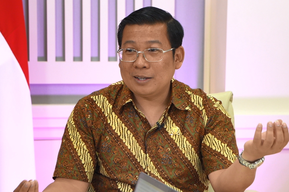 Kepala Badan Pangan Nasional (Bapanas) Arief Prasetyo Adi dalam sesi Podcast Bisnis Indonesia, Broadcash, Jumat (11/08/2023). Dok. Youtube Bisniscomrn