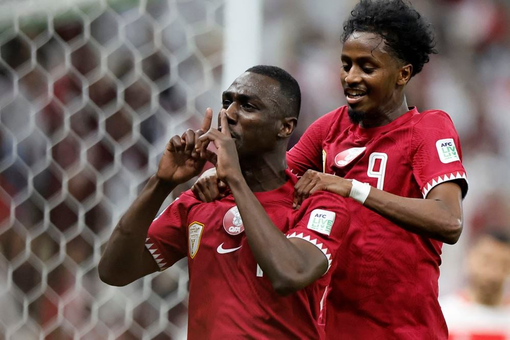 Striker Timnas Qatar, Almoez Ali di Piala Asia 2023. Hasil Iran vs Qatar Semifinal Piala Asia 2023: Qatar Lolos ke Final vs Yordania/Reuters