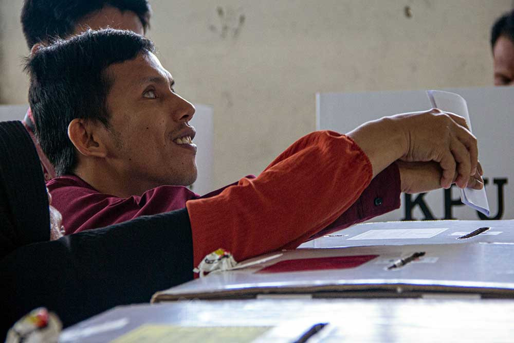  Pemilih Disabitas Netra di Padang Menggunakan Hak Pilihanya Dalam Pemilu 2024