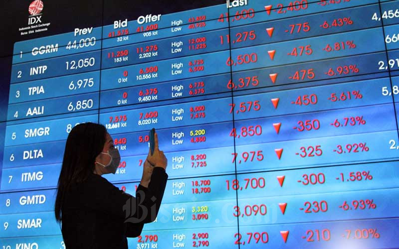 Sejumlah saham papan Pemantauan Khusus dengan harga di bawah Rp10 melonjak saat IHSG melemah kemarin. Bisnis/Dedi Gunawan