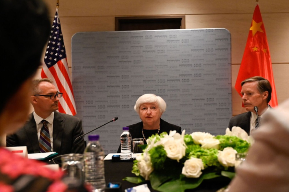 Menteri Keuangan AS Janet Yellen dan delegasi pemerintah berkunjung ke Beijing, China untuk membahas bilateral AS-China./ Dok. Bloomberg.