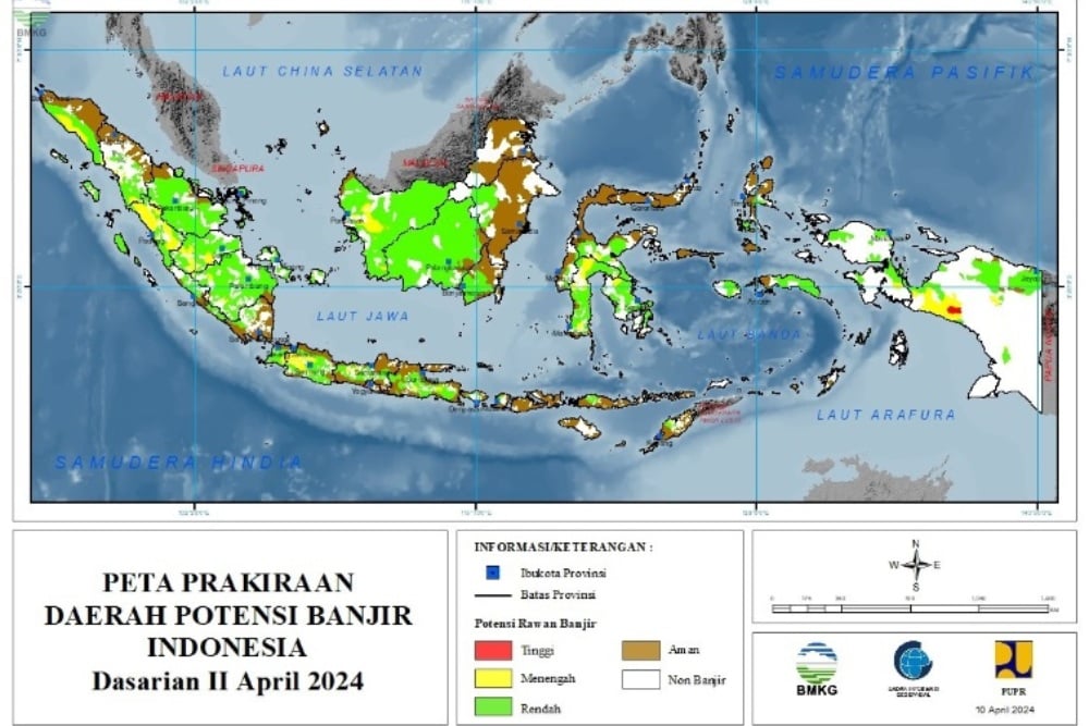  Daftar Wilayah Waspada Bencana Hidrometeorologi Akibat Potensi Hujan Lebat, Hari Ini Minggu (14/4)