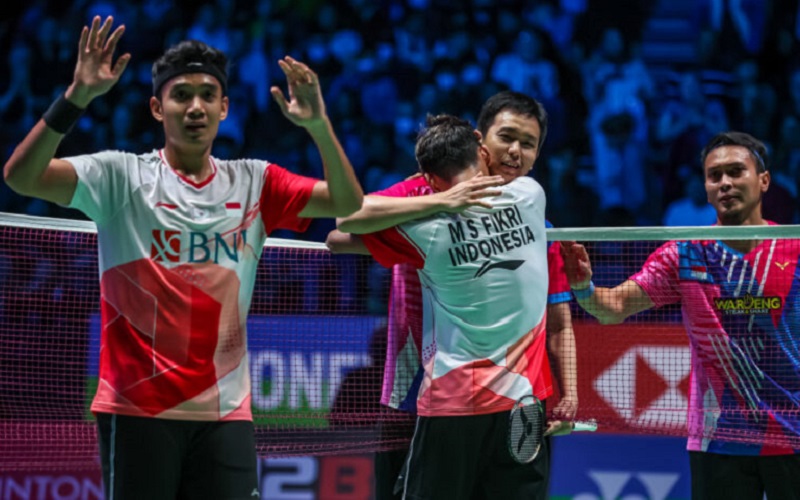 Ganda putra Indonesia Bagas Maulana/Muhammad Shohibul Fikri. Hasil Final Piala Thomas 2024: Kalahkan Indonesia, China Sabet Gelar Juara./PBSI  rn