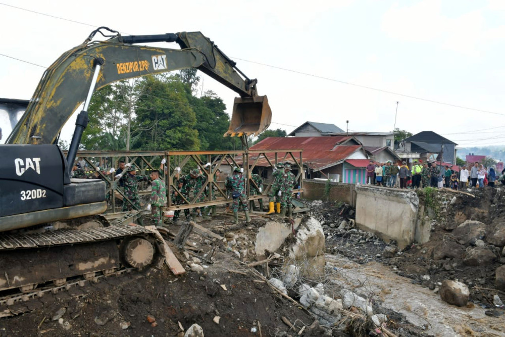  Dua Unit Jembatan Bailey Dibangun di Lokasi Terdampak Banjir Lahar Dingin di Sumbar