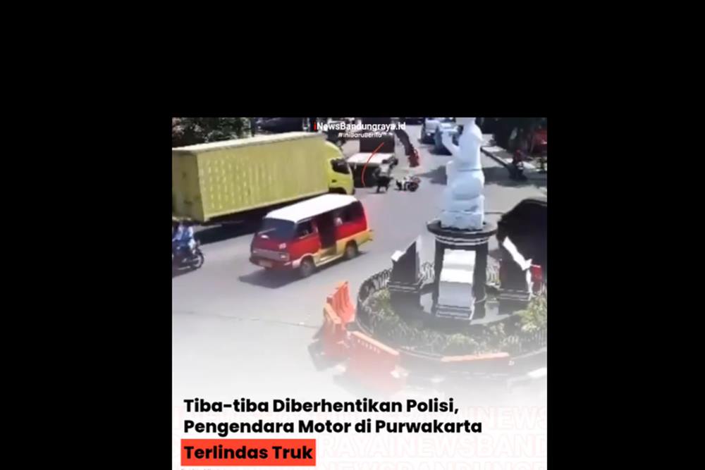  Viral Pemotor di Purwakarta Terlindas Truk karena Kaget Disetop Polisi