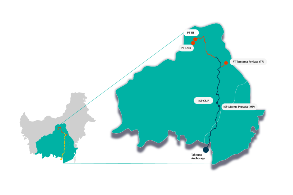 Wilayah operasional tambang batu bara PT Petrindo Jaya Kreasi Tbk. (CUAN).