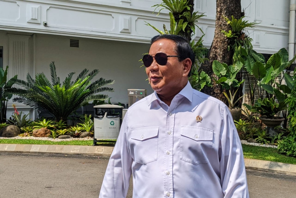 Presiden terpilih Prabowo Subianto tiba di Istana Negara untuk bertemu dengan Presiden Joko Widodo/Bisnis-Dany Sautra.