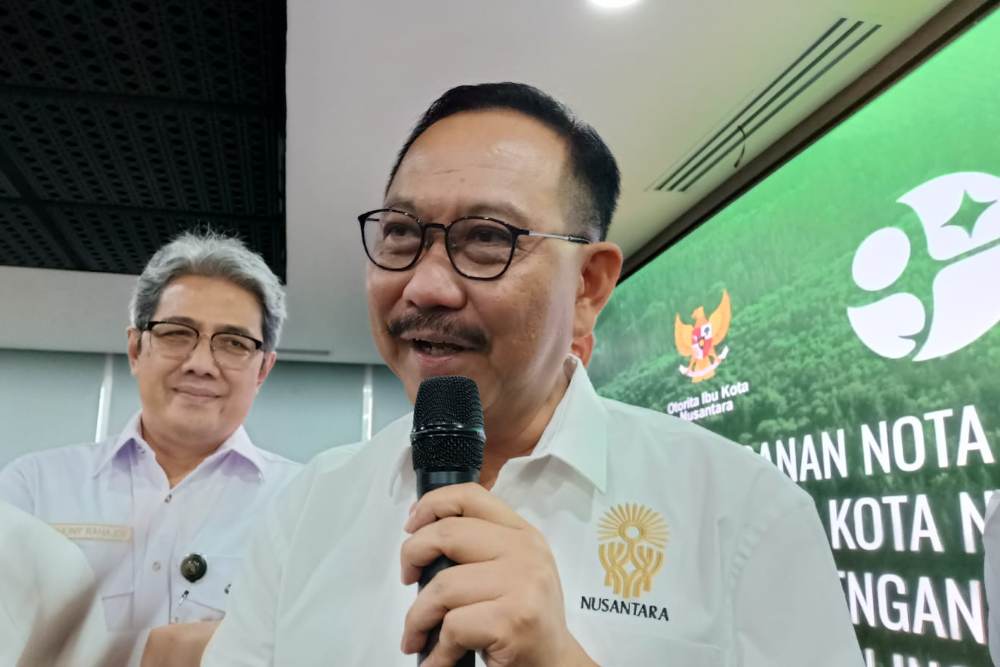 Kepala Otorita IKN Bambang Susantono saat ditemui di Kantor OIKN, Jakarta Selatan, Kamis (26/10/2023) - BISNIS/Ni Luh Anggela