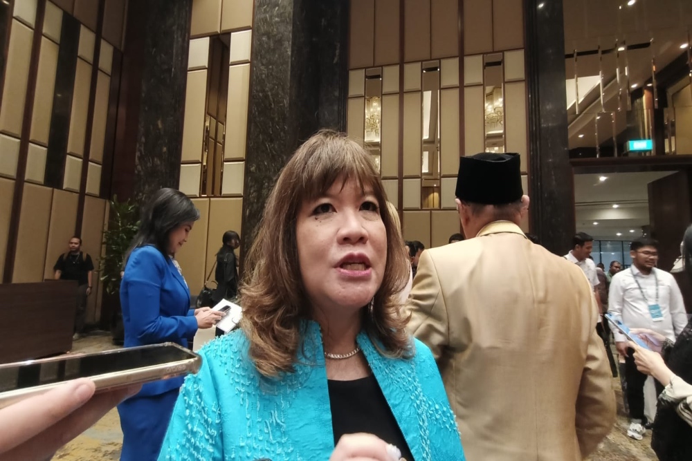 Ketua Umum Asosiasi Pengusaha Indonesia (Apindo) Shinta W. Kamdani  saat ditemui di Swissotel PIK Avenue, Kamis (6/6/2024)/Bisnis.com - Angela
