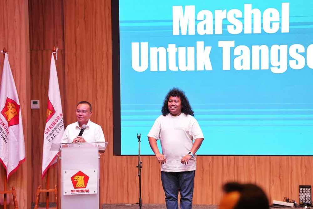Marshel Widianto (kanan) diusung partai Gerindra menjadi bakal calon Wakil Wali Kota Tangerang Selatan (Tangsel) / Bisnis - Sholahudin Al Ayyubi