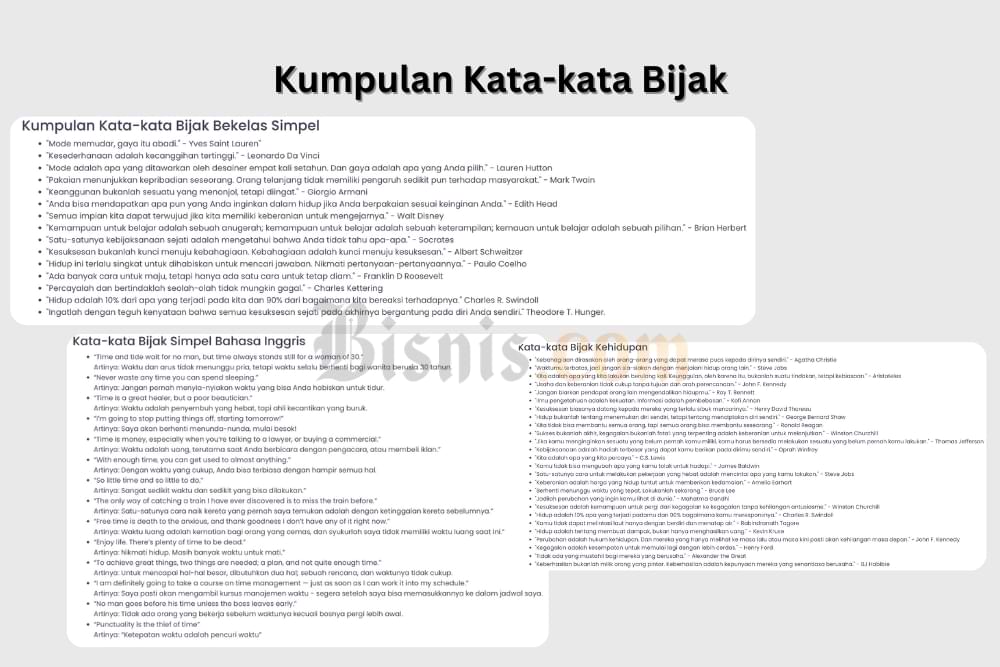 Kumpulan kalimat dan kata-kata bijak untuk kehidupan./Bisnis.com