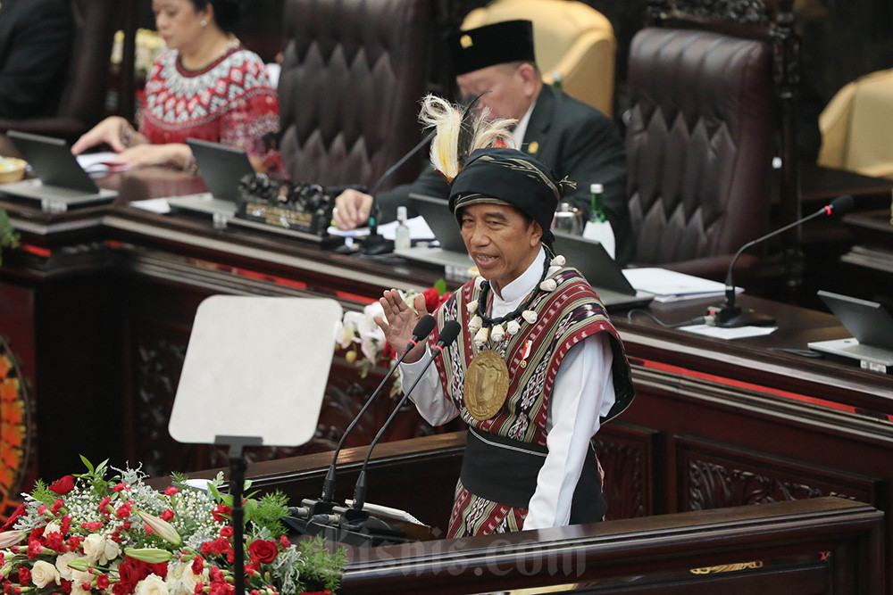  Jokowi Tiba di Gedung DPR untuk Pidato Kenegaraan Terakhir
