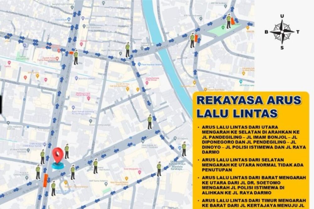  Rekayasa Lalu Lintas di Surabaya saat Hari Juang Polri pada Rabu 21 Agustus 2024