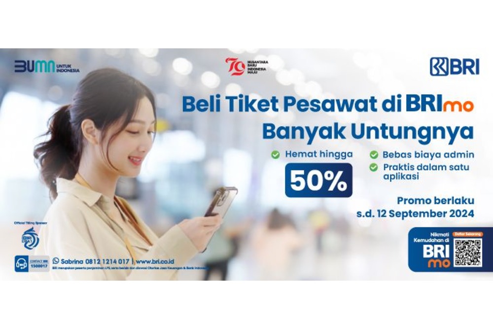  Beli Tiket Pesawat via BRImo Sekarang, Nikmati Cashback 50 Persen