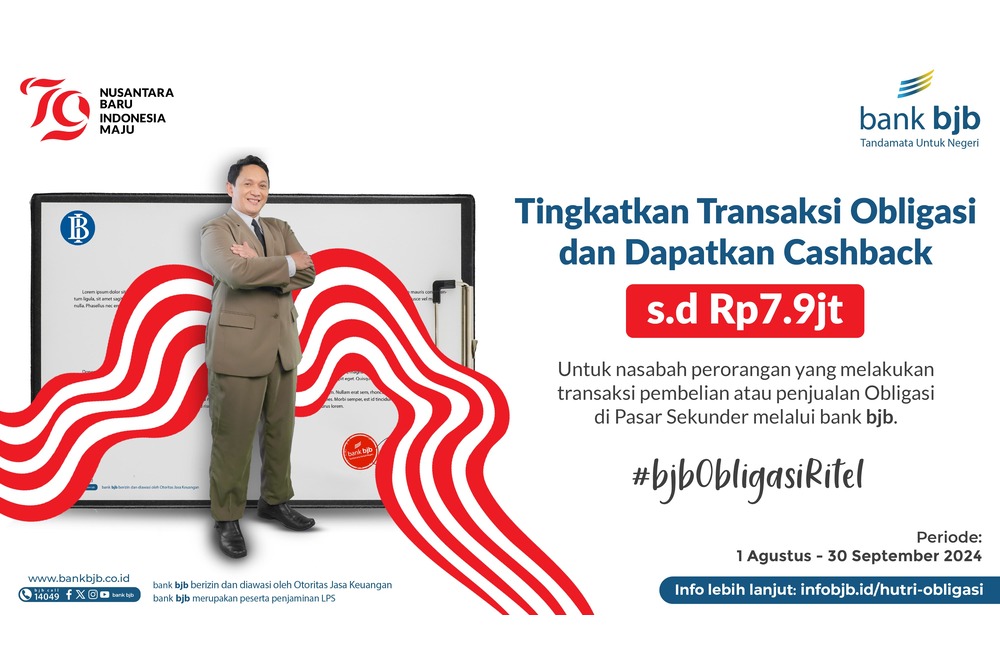  Rayakan HUT ke-79 RI, bank bjb Tawarkan Cashback Transaksi Obligasi